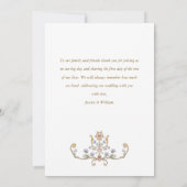 Victoriaans  Grace Floral Lijst Bruiloft Bedankkaart (Achterkant)