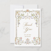 Victoriaans  Grace Floral Lijst Bruiloft Bedankkaart (Voorkant)