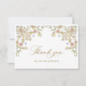 Victoriaans  Grace Floral Lijst Bruiloft Bedankkaart (Voorkant)