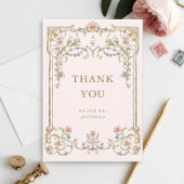 Victoriaans  Grace Floral Lijst Bruiloft Bedankkaart