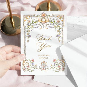 Victoriaans  Grace Floral Lijst Bruiloft Bedankkaart