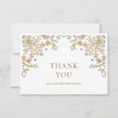 Victoriaans  Grace Floral Lijst Bruiloft Bedankkaart (Voorkant)