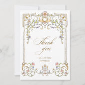 Victoriaans  Grace Floral Lijst Bruiloft Bedankkaart (Voorkant)