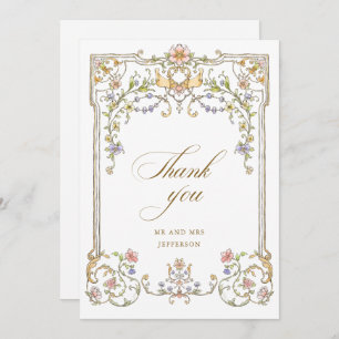 Victoriaans  Grace Floral Lijst Bruiloft Bedankkaart