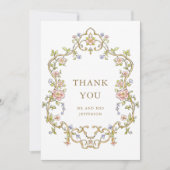 Victoriaans  Grace Floral Lijst Bruiloft Bedankkaart (Voorkant)