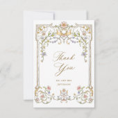 Victoriaans Grace Floral Lijst Bruiloft Bedankkaart (Voorkant)