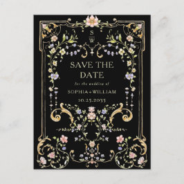 Victoriaans  Grace Floral Lijst Bruiloft Briefkaart