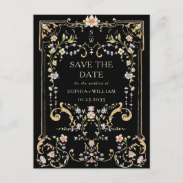 Victoriaans  Grace Floral Lijst Bruiloft Briefkaart