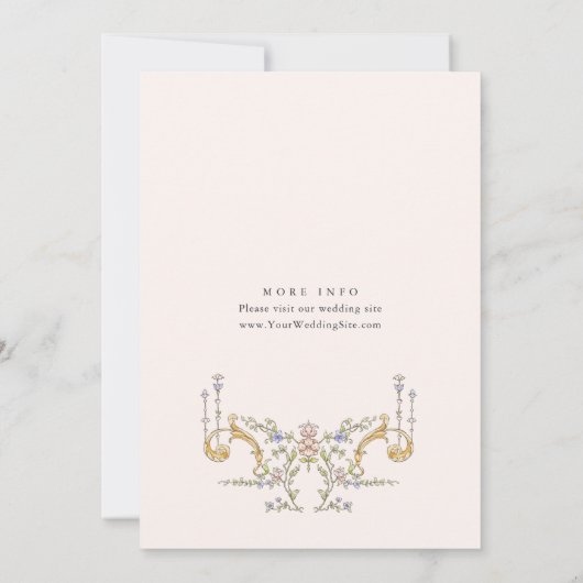 Victoriaans  Grace Floral Lijst Bruiloft Kaart (Achterkant)