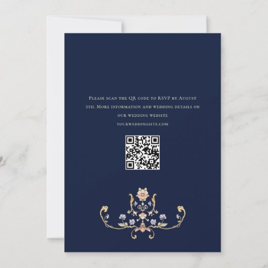 Victoriaans  Grace Floral Lijst Bruiloft Kaart (Achterkant)