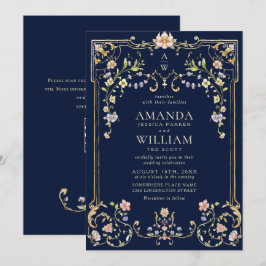 Victoriaans  Grace Floral Lijst Bruiloft Kaart