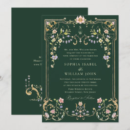 Victoriaans  Grace Floral Lijst Bruiloft Kaart