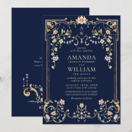 Victoriaans  Grace Floral Lijst Bruiloft Kaart