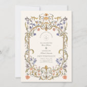 Victoriaans  Grace Floral Lijst Bruiloft Kaart (Voorkant)
