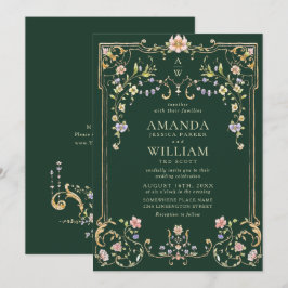 Victoriaans  Grace Floral Lijst Bruiloft Kaart