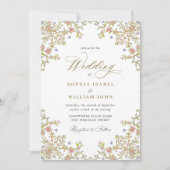 Victoriaans  Grace Floral Lijst Bruiloft Kaart (Voorkant)