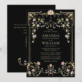 Victoriaans  Grace Floral Lijst Bruiloft Kaart