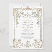 Victoriaans  Grace Floral Lijst Bruiloft Kaart (Voorkant)