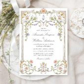 Victoriaans  Grace Floral Lijst Bruiloft Kaart
