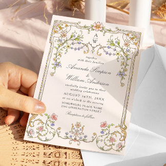 Victoriaans Grace Floral Lijst Bruiloft Kaart
