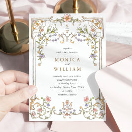 Victoriaans  Grace Floral Lijst Bruiloft Kaart