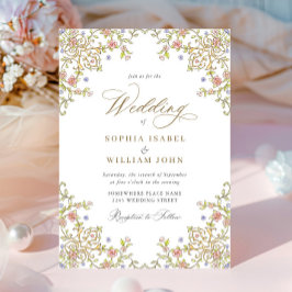 Victoriaans  Grace Floral Lijst Bruiloft Kaart