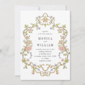 Victoriaans  Grace Floral Lijst Bruiloft Kaart (Voorkant)