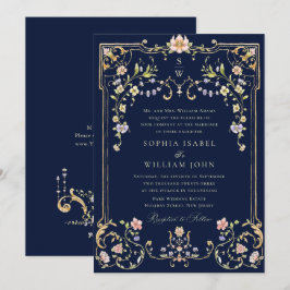 Victoriaans  Grace Floral Lijst Bruiloft Kaart