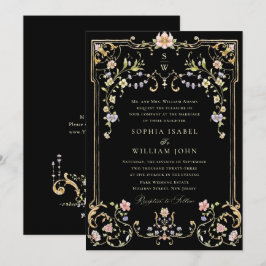 Victoriaans  Grace Floral Lijst Bruiloft Kaart
