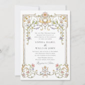 Victoriaans  Grace Floral Lijst Bruiloft Kaart (Voorkant)