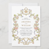 Victoriaans  Grace Floral Lijst Bruiloft Kaart (Voorkant)