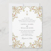 Victoriaans  Grace Floral Lijst Bruiloft Kaart (Voorkant)