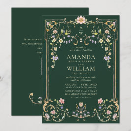 Victoriaans  Grace Floral Lijst Bruiloft Kaart