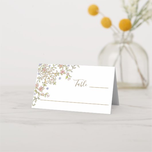 Victoriaans  Grace Floral Lijst Bruiloft Plaatskaartje (Voorkant)