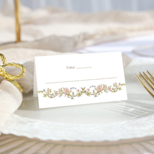 Victoriaans  Grace Floral Lijst Bruiloft Plaatskaartje