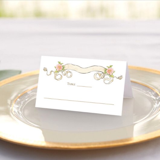 Victoriaans  Grace Floral Lijst Bruiloft Plaatskaartje