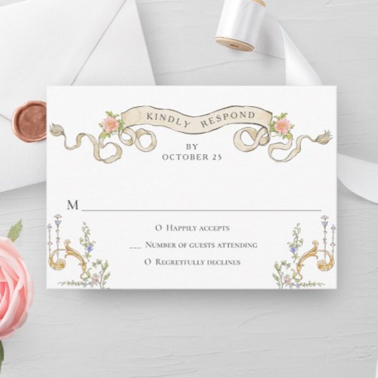 Victoriaans  Grace Floral Lijst Bruiloft RSVP Kaartje