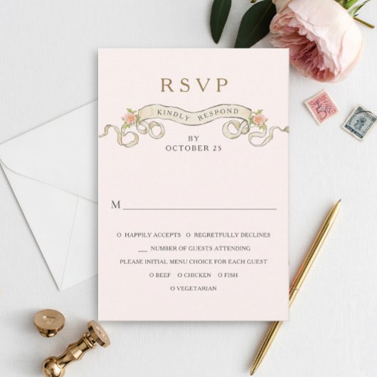 Victoriaans  Grace Floral Lijst Bruiloft RSVP Kaartje