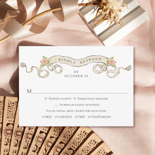 Victoriaans  Grace Floral Lijst Bruiloft RSVP Kaartje