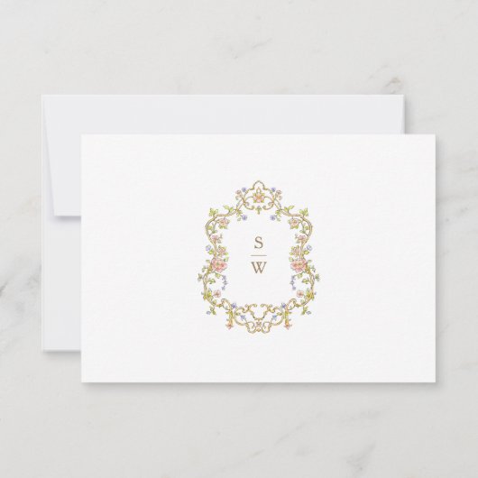 Victoriaans  Grace Floral Lijst Bruiloft RSVP Kaartje (Achterkant)