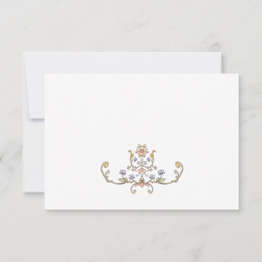 Victoriaans  Grace Floral Lijst Bruiloft RSVP Kaartje (Achterkant)