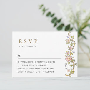 Victoriaans  Grace Floral Lijst Bruiloft RSVP Kaartje