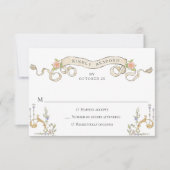 Victoriaans  Grace Floral Lijst Bruiloft RSVP Kaartje (Voorkant)