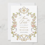 Victoriaans  Grace Floral Lijst Bruiloft Save The Date (Voorkant)