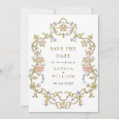Victoriaans Grace Floral Lijst Bruiloft Save The Date (Voorkant)