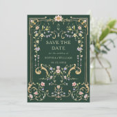 Victoriaans  Grace Floral Lijst Bruiloft Save The Date (Staand voorkant)