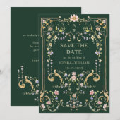 Victoriaans  Grace Floral Lijst Bruiloft Save The Date (Voorkant / Achterkant)