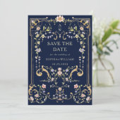 Victoriaans  Grace Floral Lijst Bruiloft Save The Date (Staand voorkant)