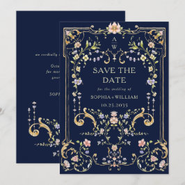 Victoriaans  Grace Floral Lijst Bruiloft Save The Date