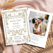 Victoriaans  Grace Floral Lijst Bruiloft Save The Date